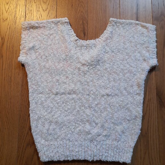 Vintage 80s Knit Boucle Sweater Top Size Small 37"B Pullover Pastel - Picture 2 of 15
